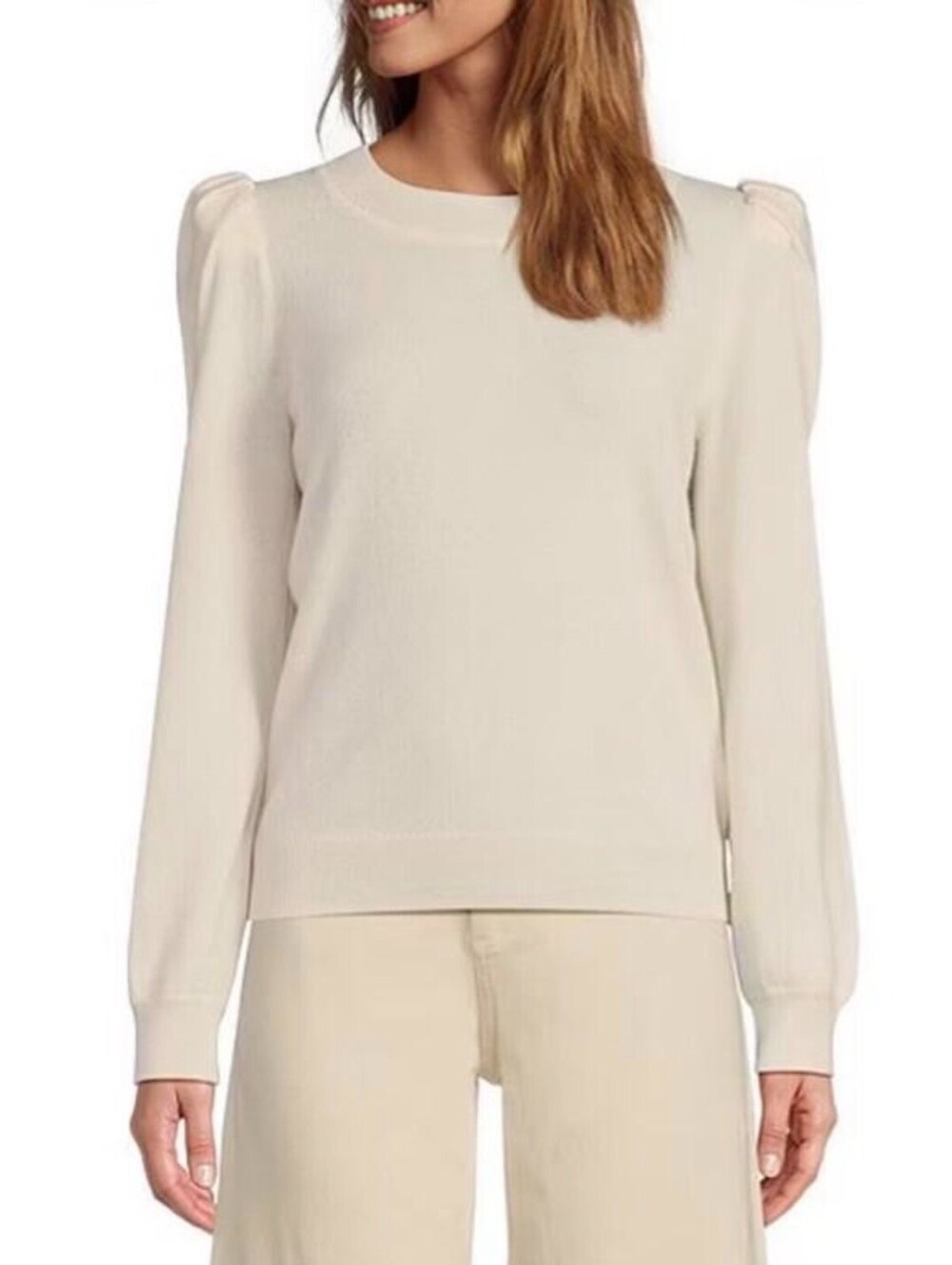 ANTONIO MELANI ivory 100% cashmere Kimberly pocket oversized sweater L NWT
